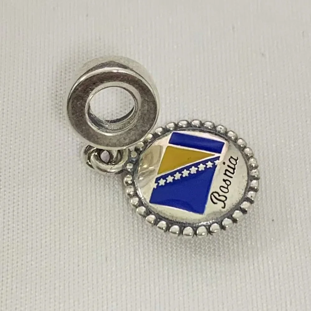 Pandora Bosnia and Herzegovina Dangle Charm Pendant, S925 Silver Jewelry